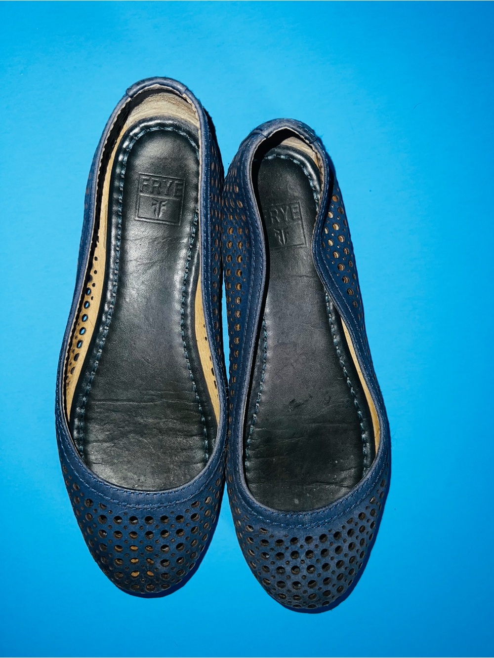 Frye Carson Navy Perforated Leather Ballet Flats
